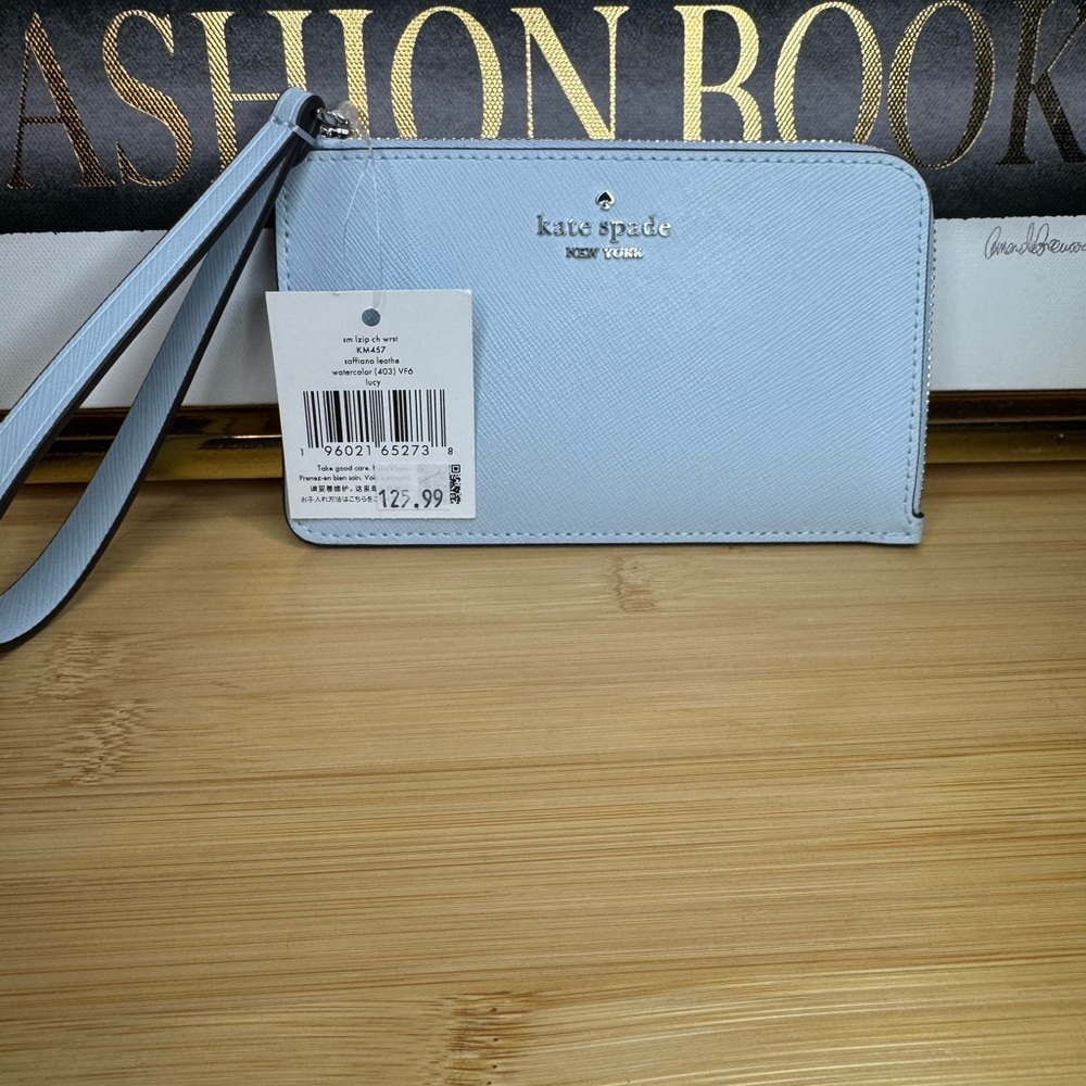 Kate Spade Lucy Small Card Holder Wristlet- water color blue- nwt